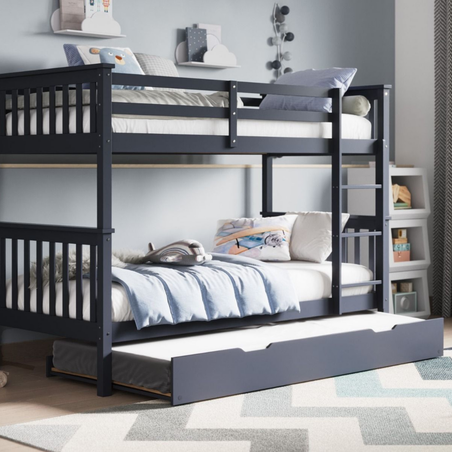 Flair Wooden Zoom Detachable Bunk Bed with Trundle