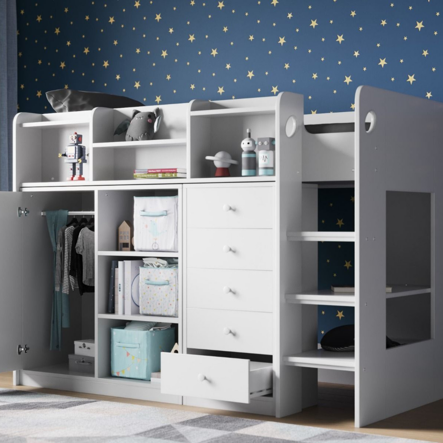 Flair Wizard Junior Mid High Sleeper Storage Station - White