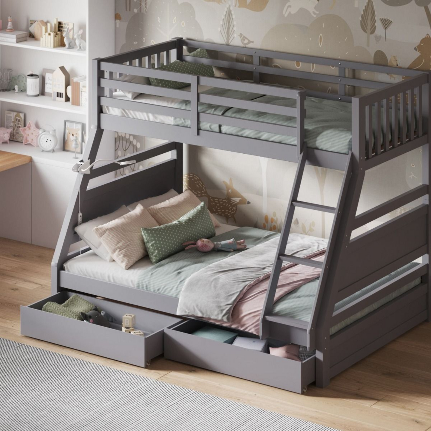 Flair Ollie Triple Bunk Bed - Grey