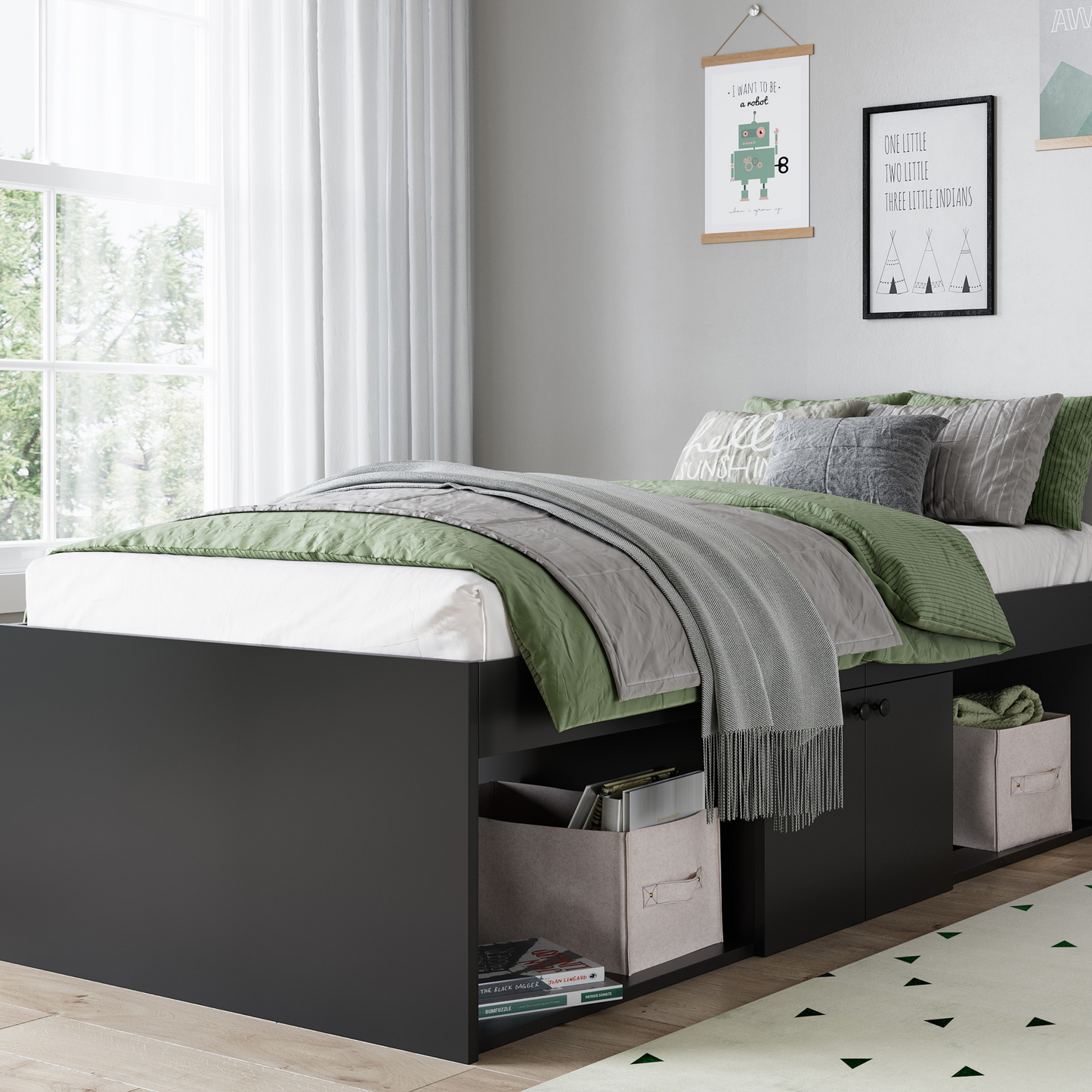 Kidsaw Low Single Cabin Bed - Black