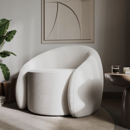 Flair Aelia Boucle Teddy Accent Swivel Chair - Cream