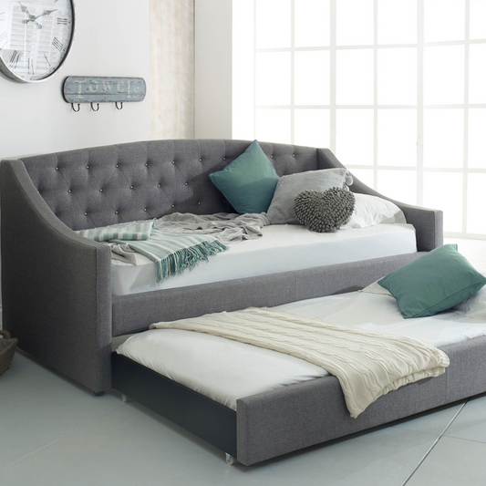 Flair Aurora Grey Fabric Daybed with Trundle