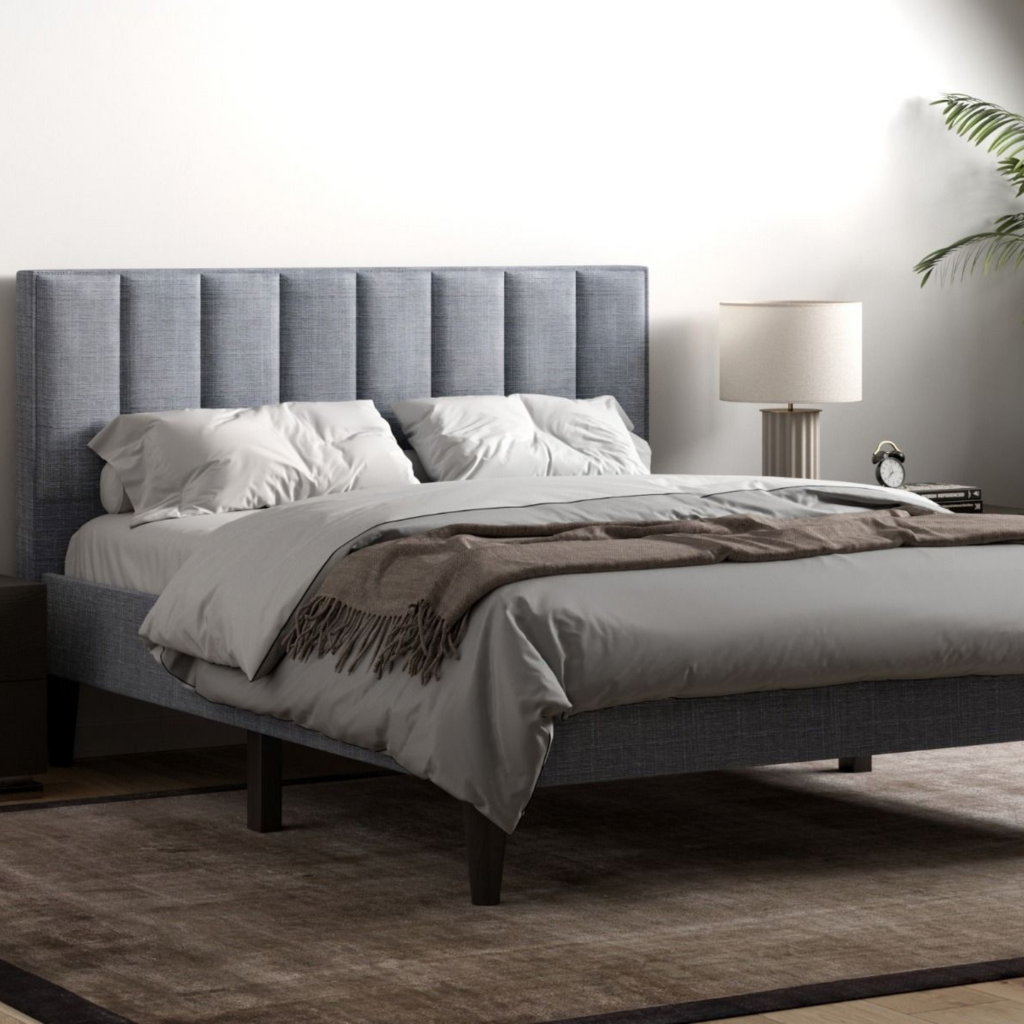 Flair Riverside Linen Fabric Bed Grey