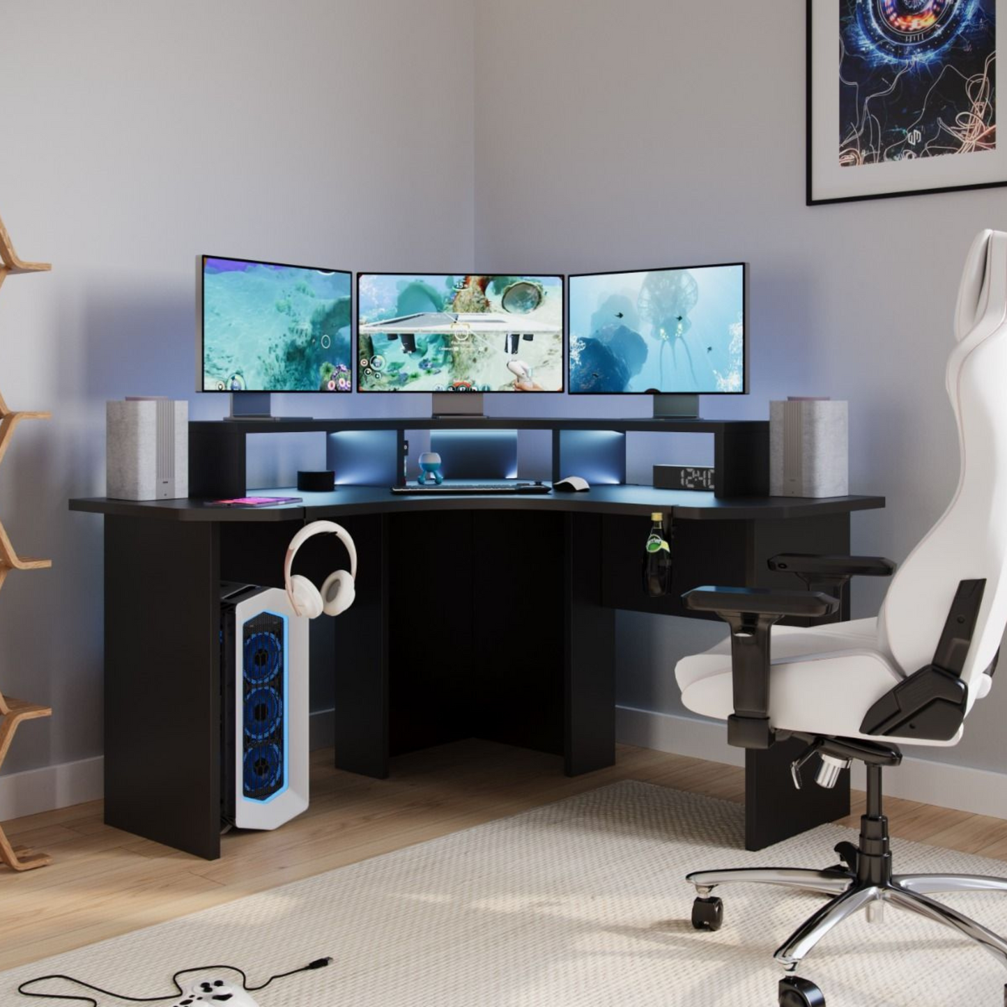 Flair Recoil Topaz Compact Corner Gaming Desk