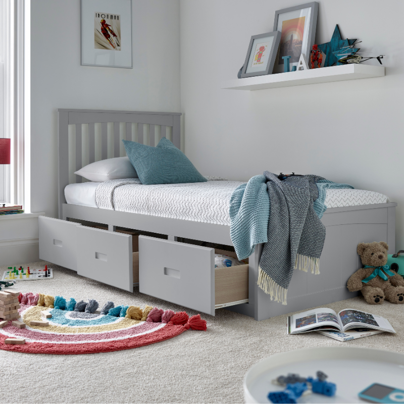 Bedmaster Quest Grey Wooden 3 Drawer Bed
