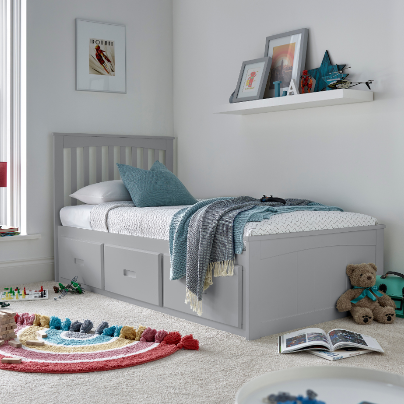 Bedmaster Quest Grey Wooden 3 Drawer Bed