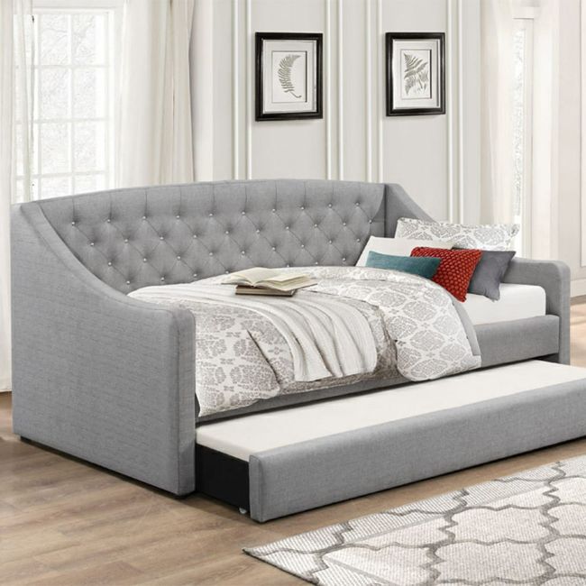 Flair Aurora Grey Fabric Daybed with Trundle