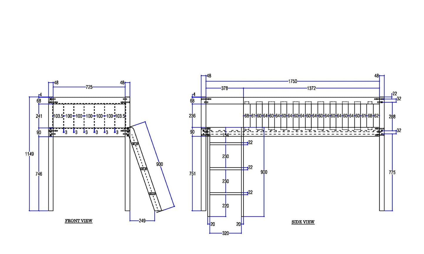 Flair Bea Shorty Midsleeper Wooden Cabin Bed