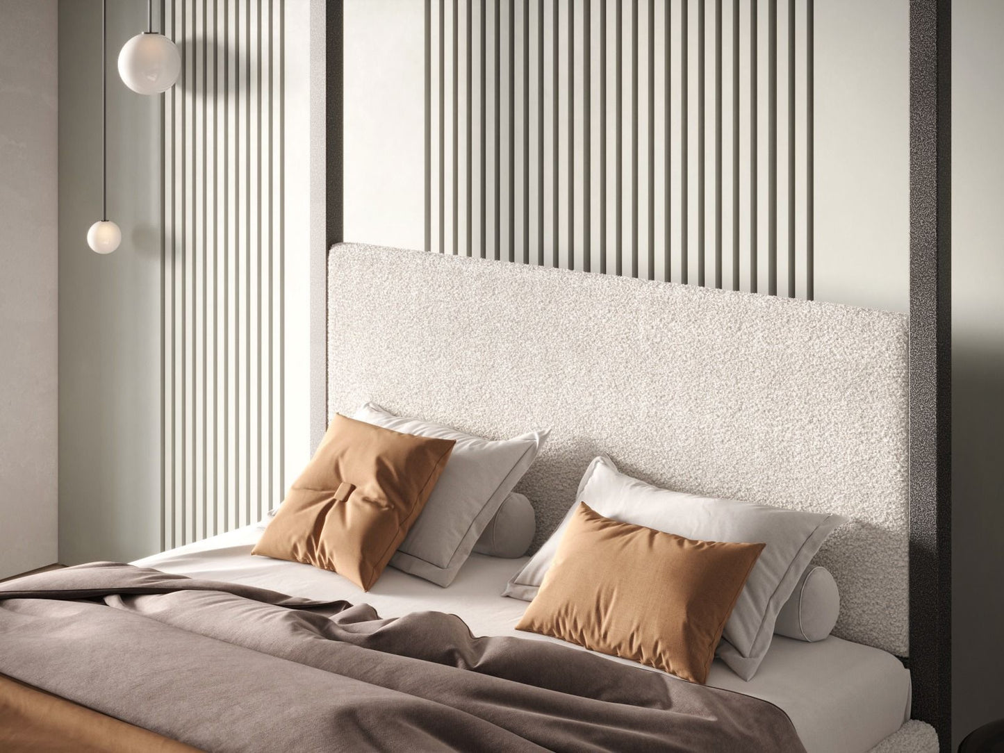 Flair Four Poster Boucle Fabric Metal Bed Frame