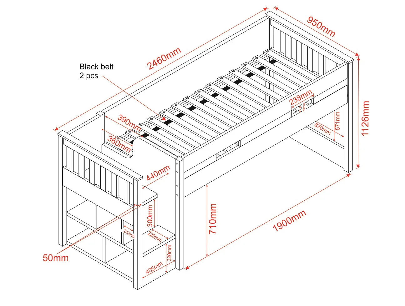 Flair Charlie Mid Sleeper Cabin Bed Set