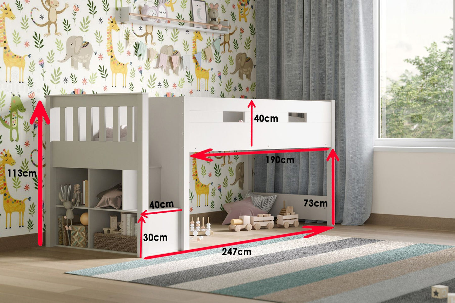 Flair Charlie Staircase Mid Sleeper Cabin Bed