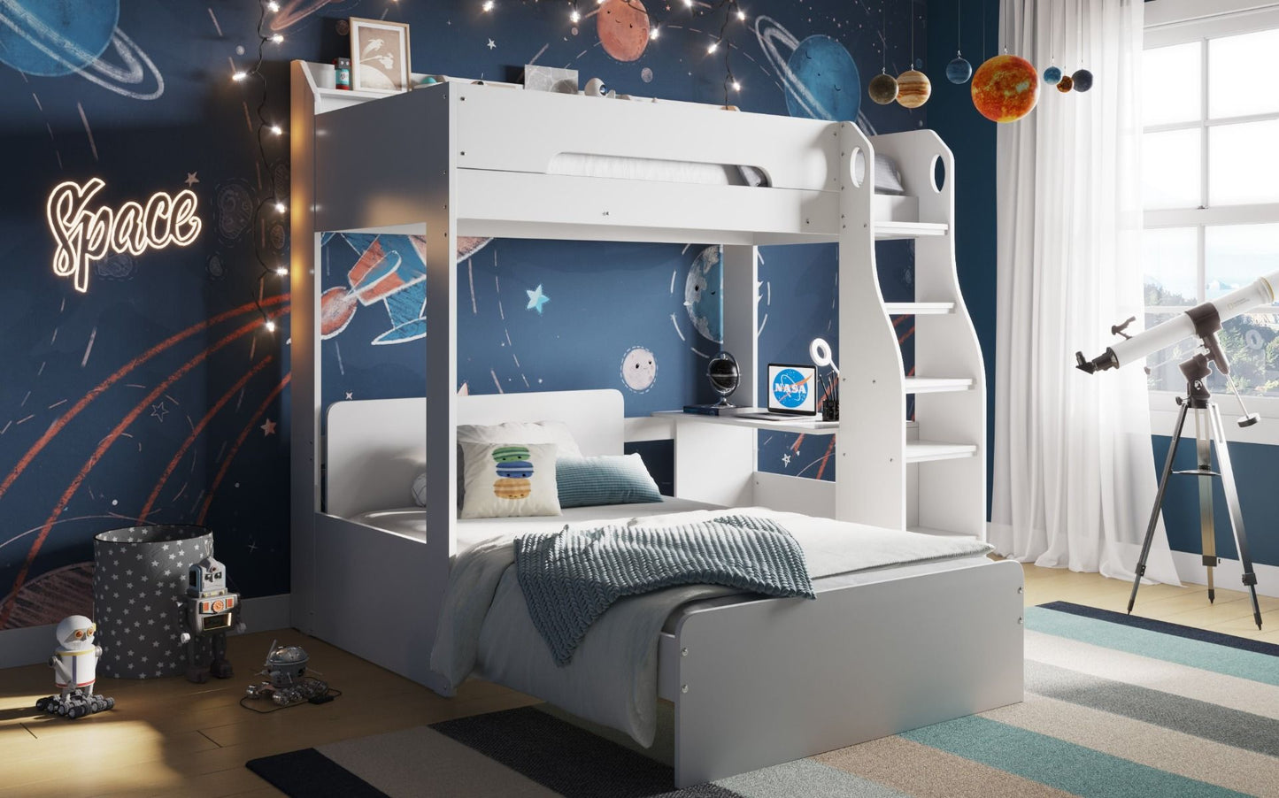 Flair Cosmic L shaped Single/Small Double Triple Bunk Bed