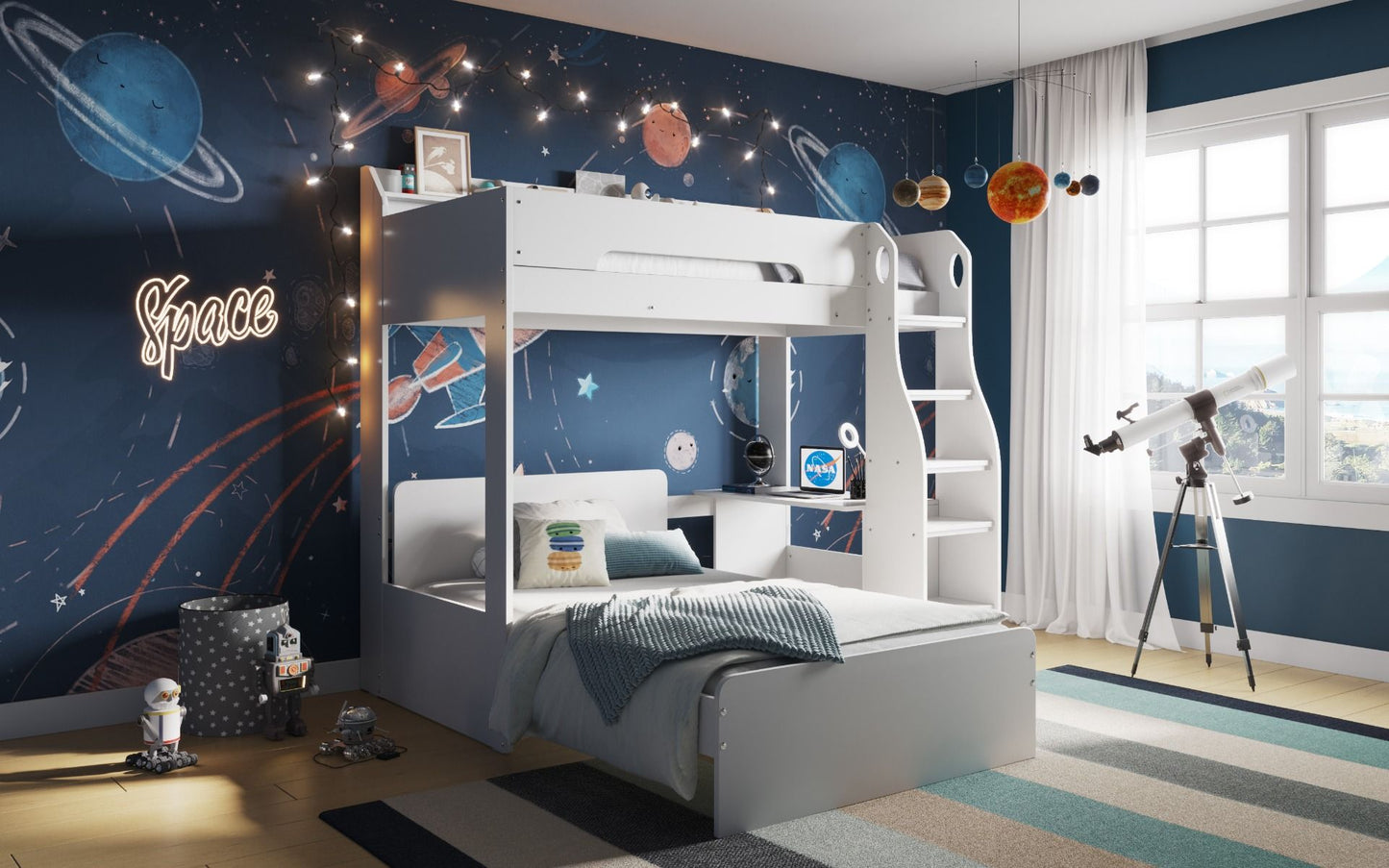 Flair Cosmic L shaped Single/Small Double Triple Bunk Bed