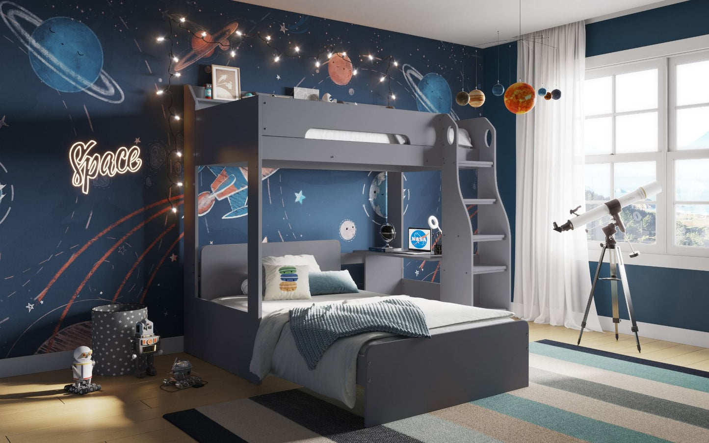 Flair Cosmic L shaped Single/Small Double Triple Bunk Bed