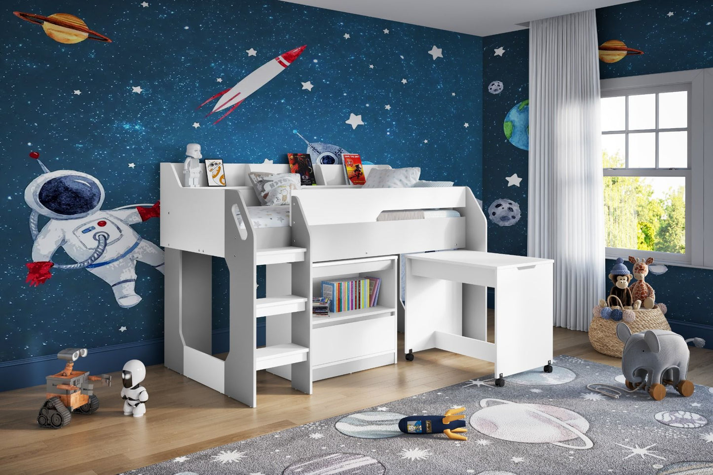 Flair Lulu Midsleeper with Storage in White And Grey