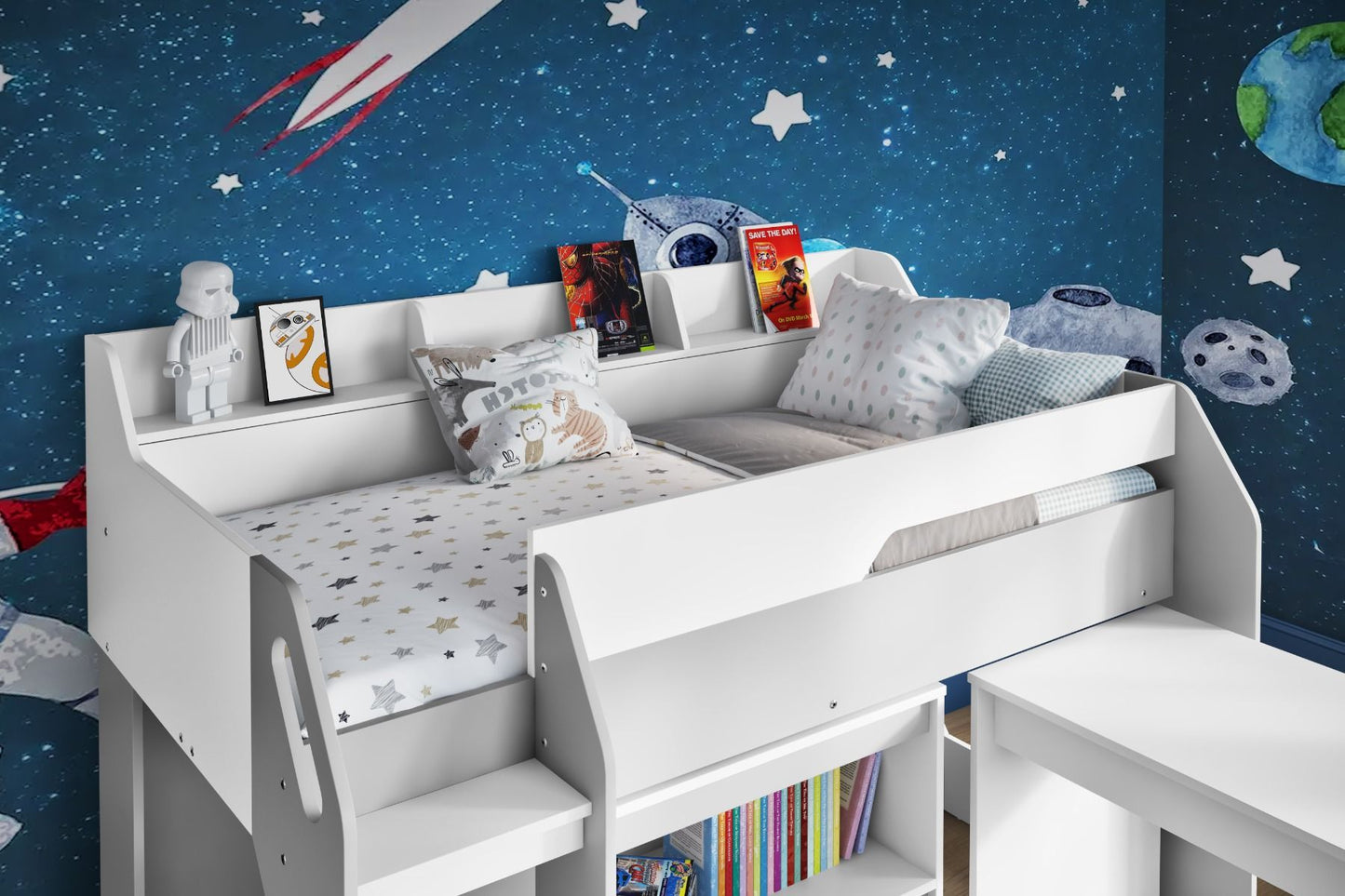 Flair Lulu Midsleeper with Storage in White And Grey