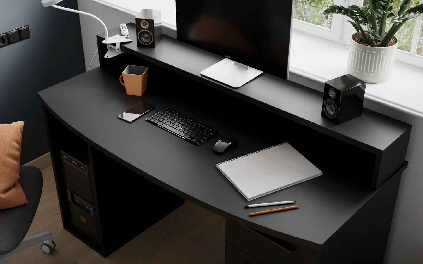 Flair Power Z Compact Computer Gaming Desk with Colour Changing Led Lights