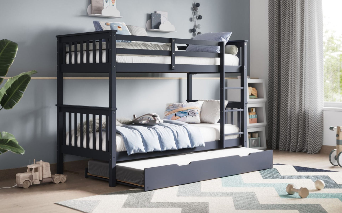 Flair Wooden Zoom Detachable Bunk Bed with Trundle