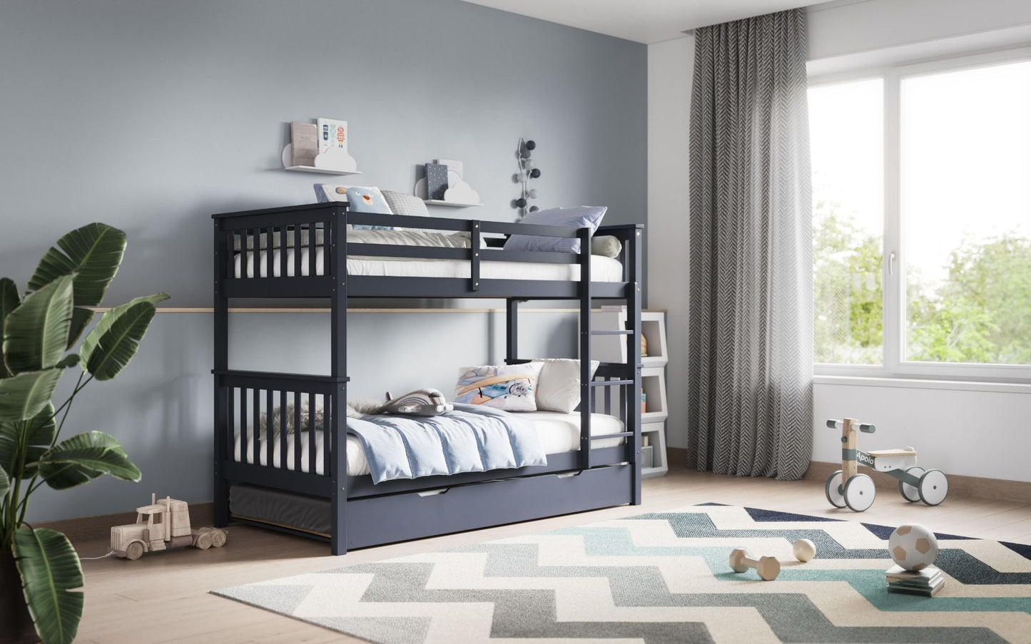 Flair Wooden Zoom Detachable Bunk Bed with Trundle