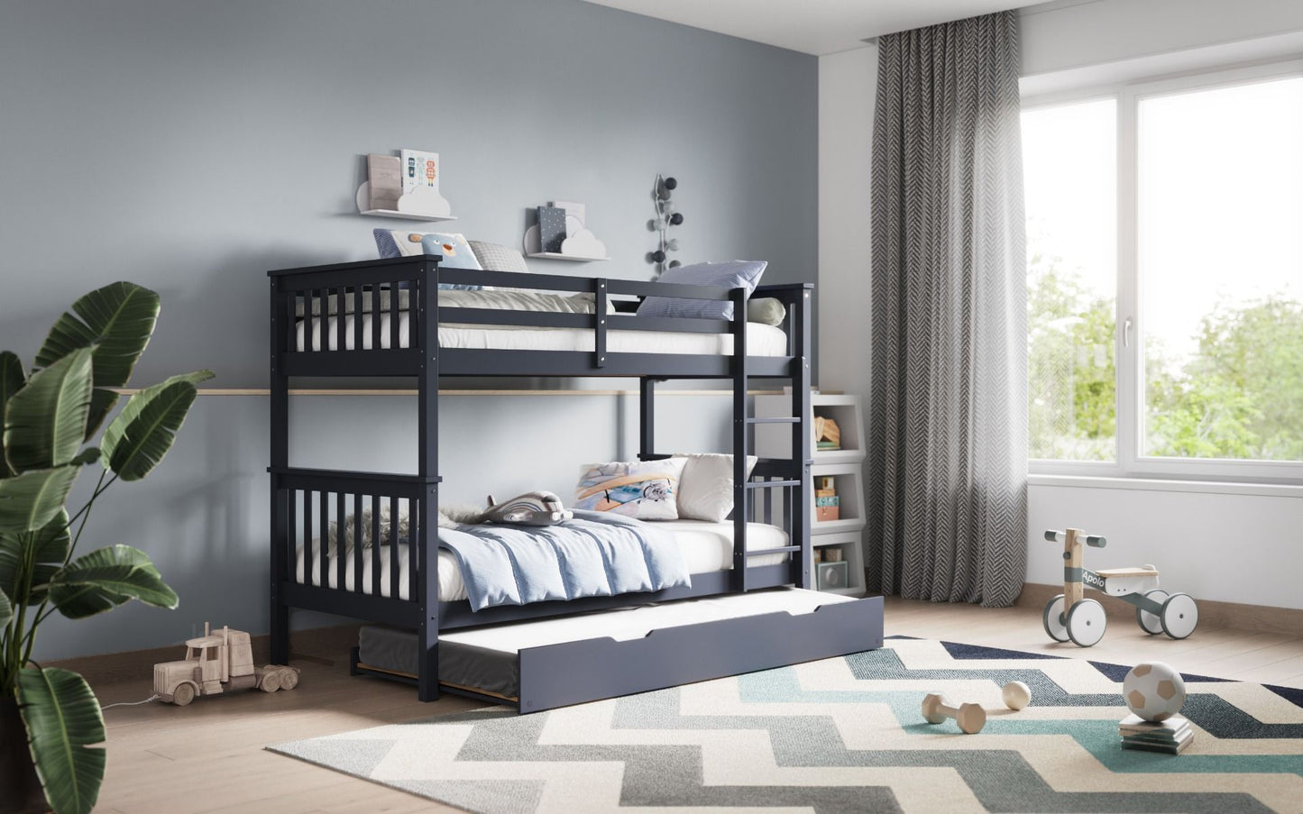 Flair Wooden Zoom Detachable Bunk Bed with Trundle