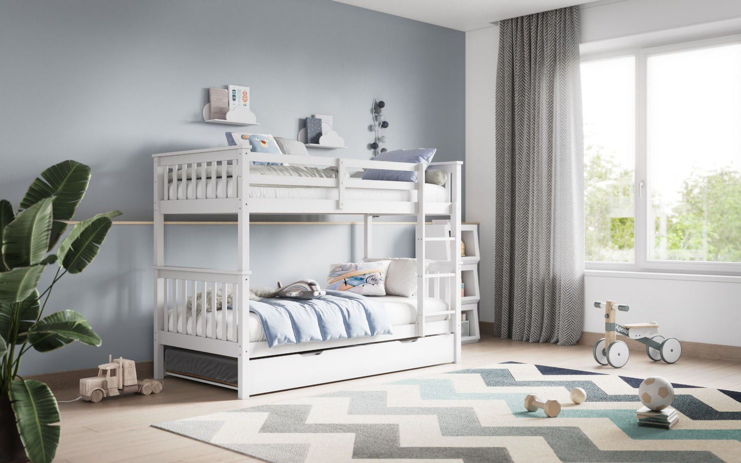 Flair Wooden Zoom Detachable Bunk Bed with Trundle