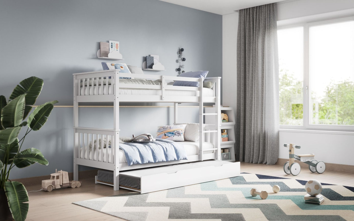Flair Wooden Zoom Detachable Bunk Bed with Trundle