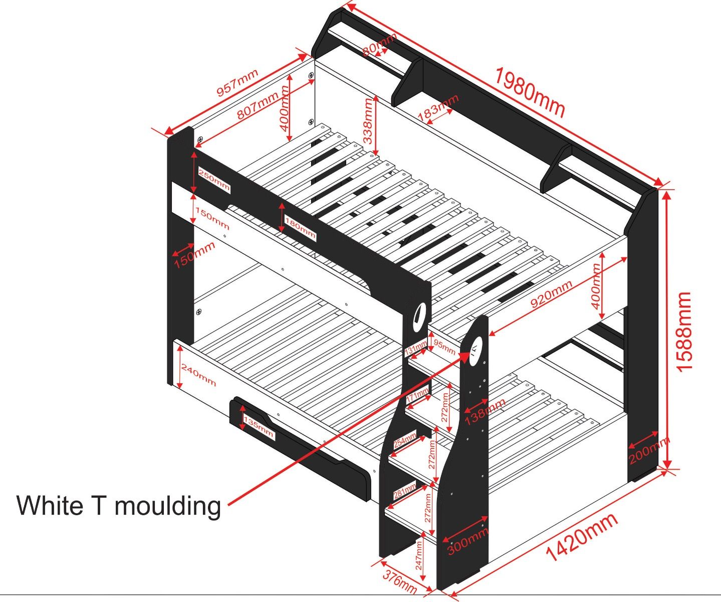 Flair Flick Bunk Bed - Grey
