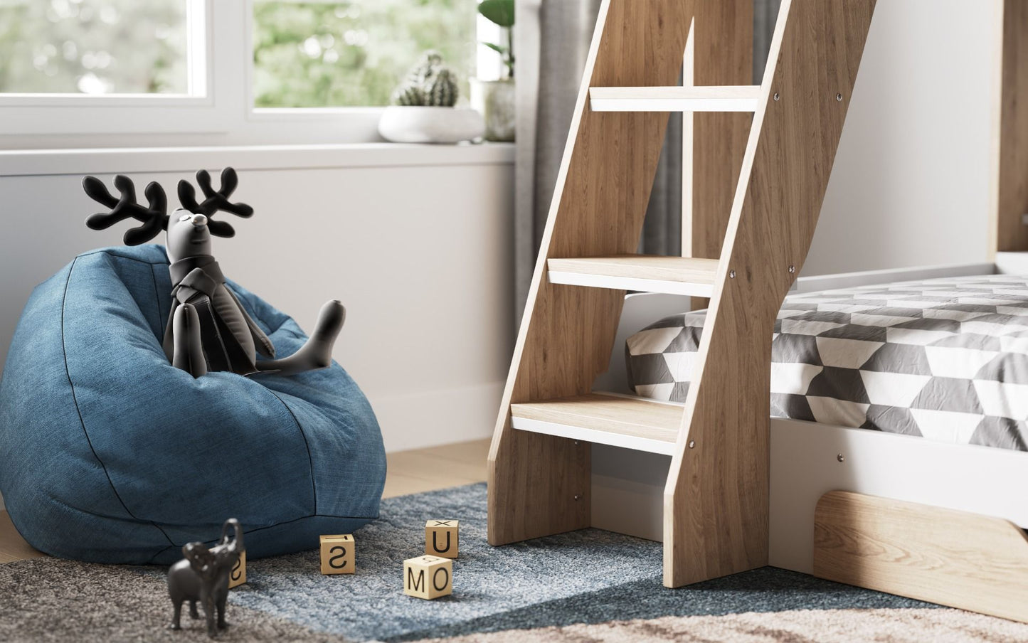 Flair Flick Triple Bunk Bed With Storage - Oak