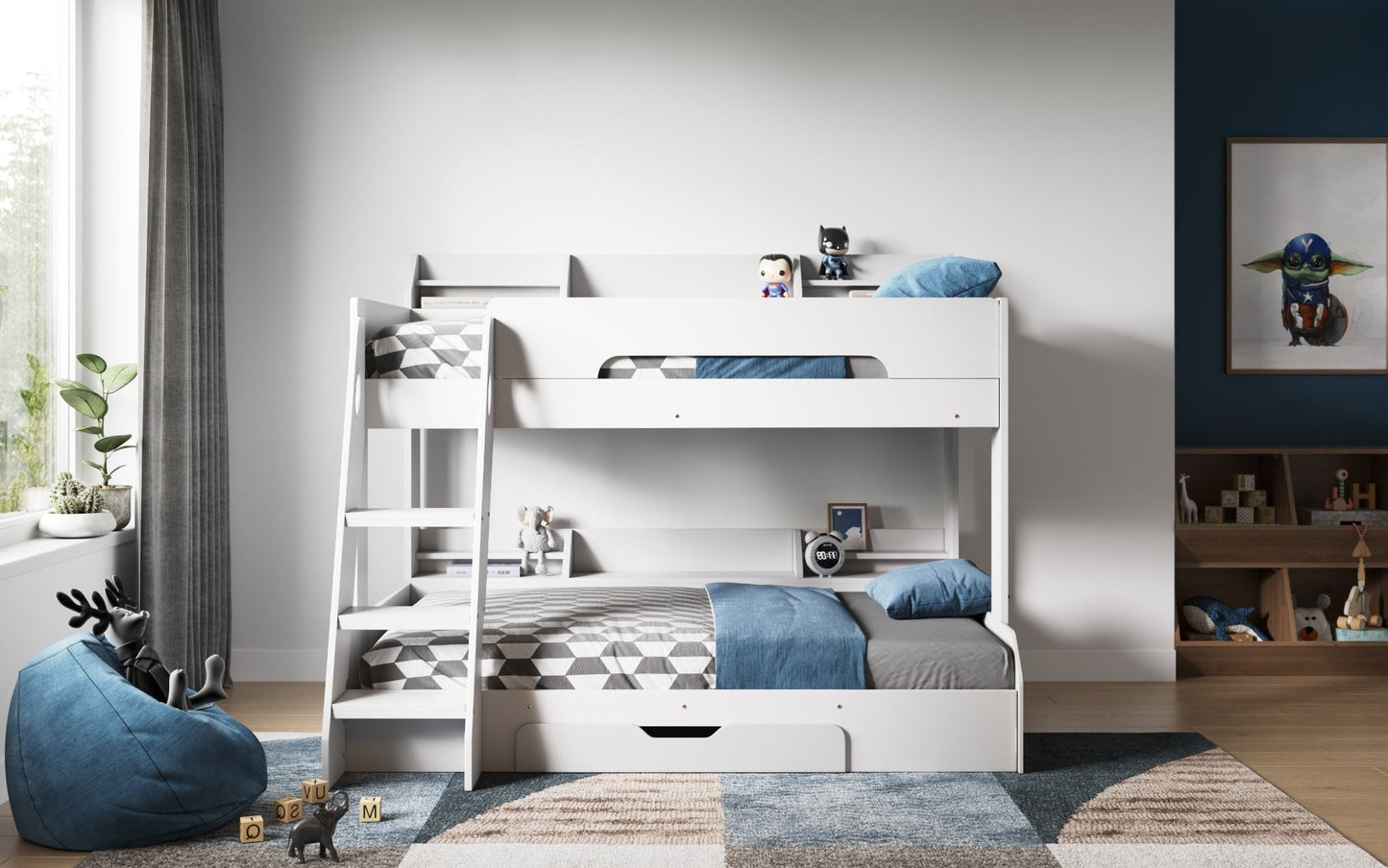 Flair Flick Triple Bunk Bed With Storage - White