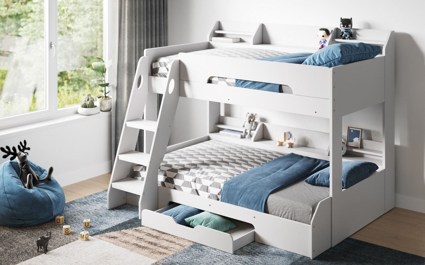 Flair Flick Triple Bunk Bed With Storage - White