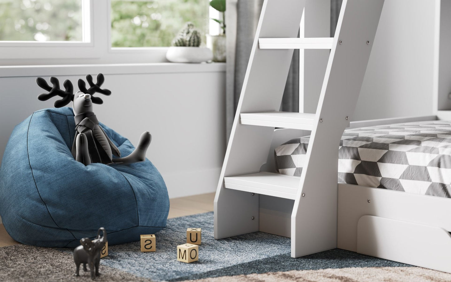 Flair Flick Triple Bunk Bed With Storage - White