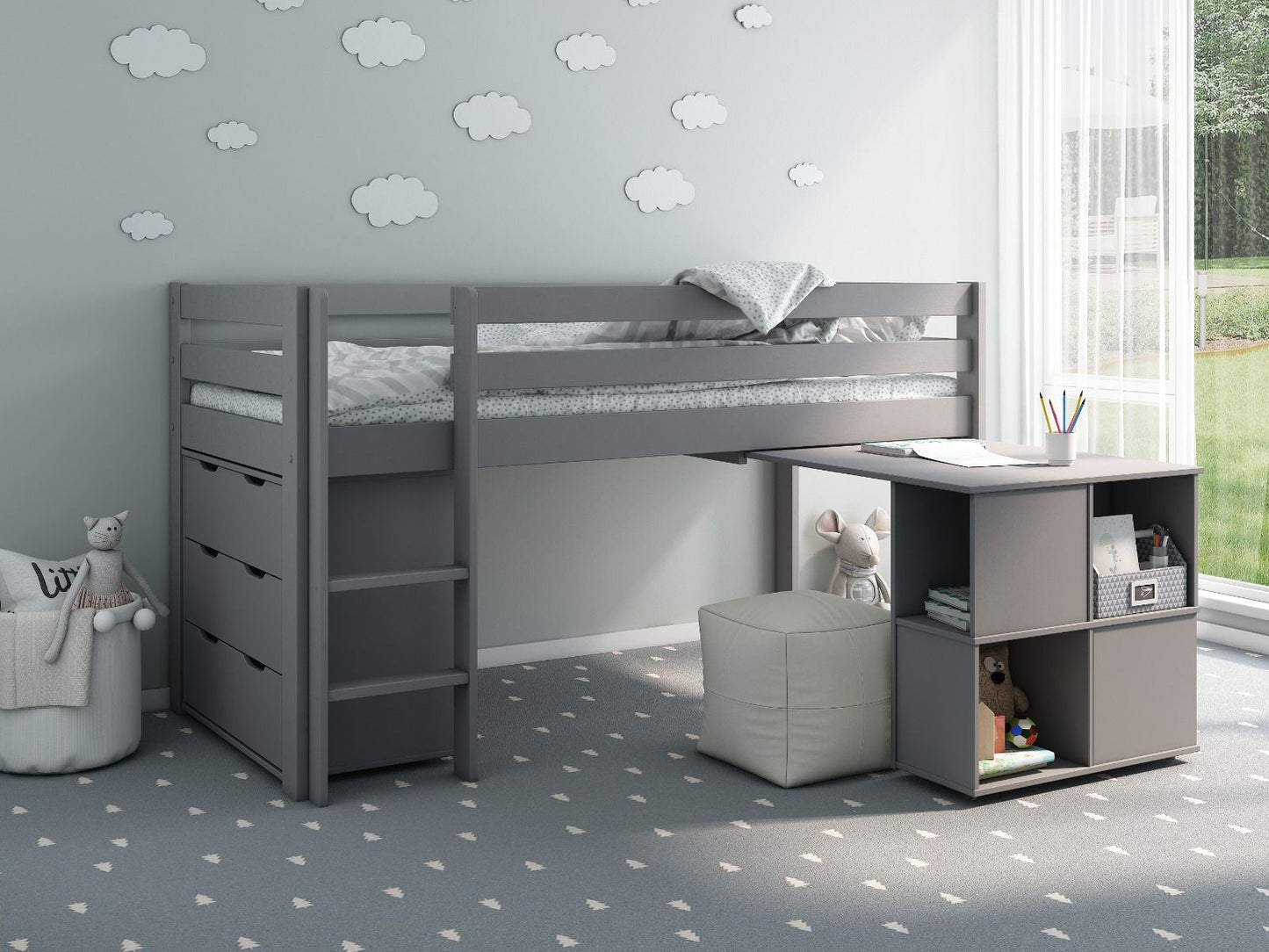 Noomi Nora Solid Wood Midsleeper Frame and Accessories (FSC-CERTIFIED)