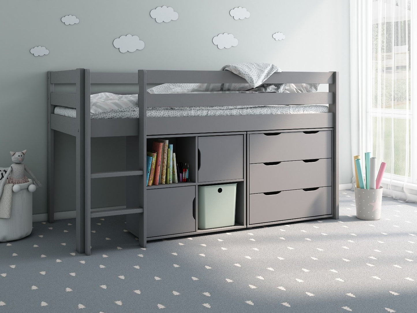 Noomi Nora Solid Wood Midsleeper Frame and Accessories (FSC-CERTIFIED)