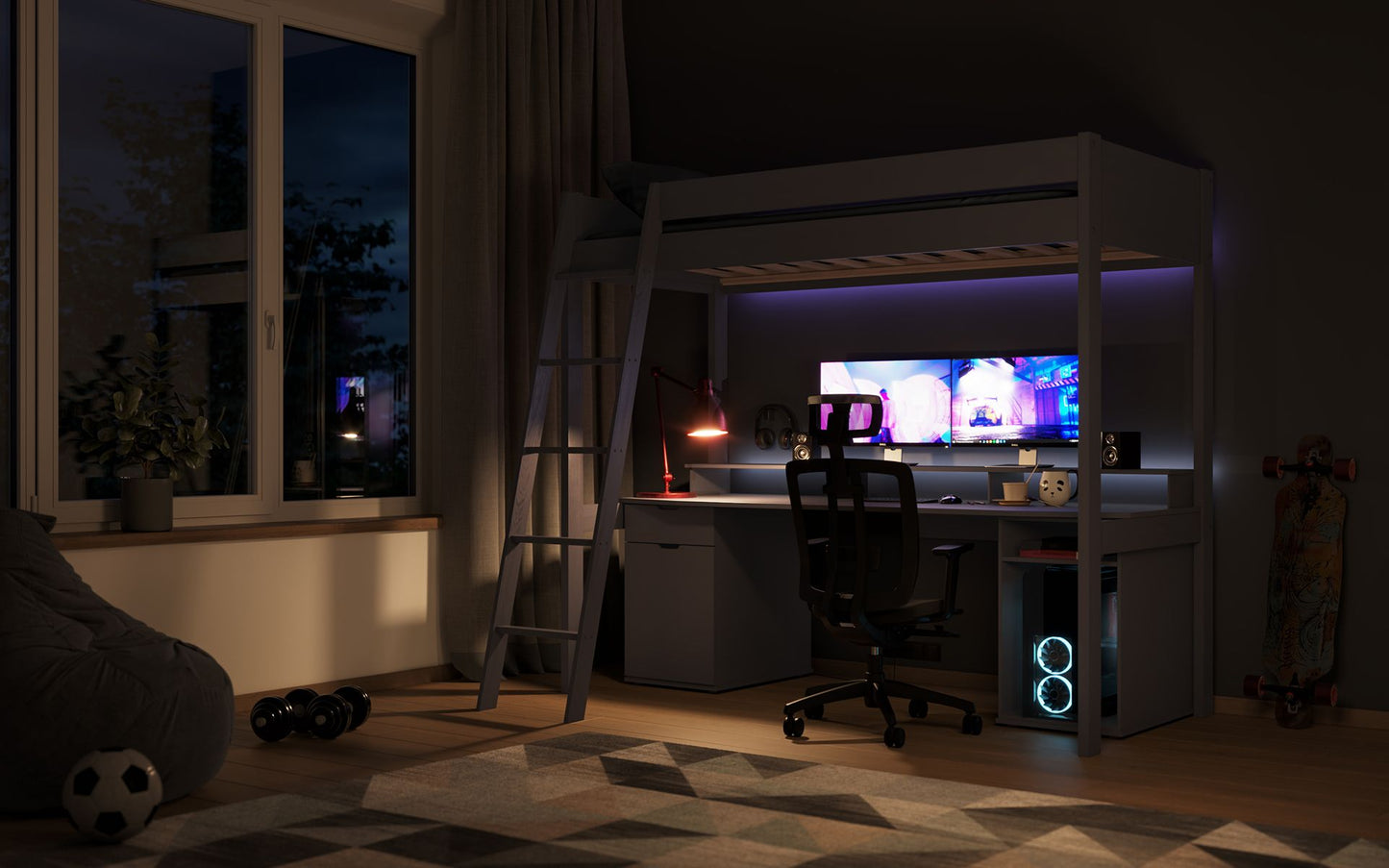 Noomi Tera Solid Wood Small Double Gaming High Sleeper (FSC-CERTIFIED)