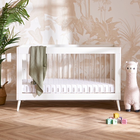 Obaby Maya Cot Bed - White with Acrylic 140 x 70