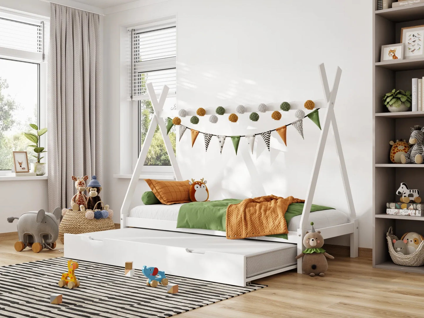 Flair Jessie Wood Tent Bed White with Optional Storage