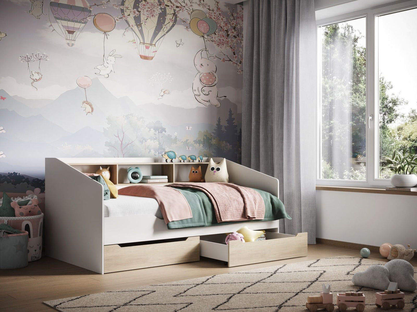 Flair Leni Day Bed with Shelves and Drawers