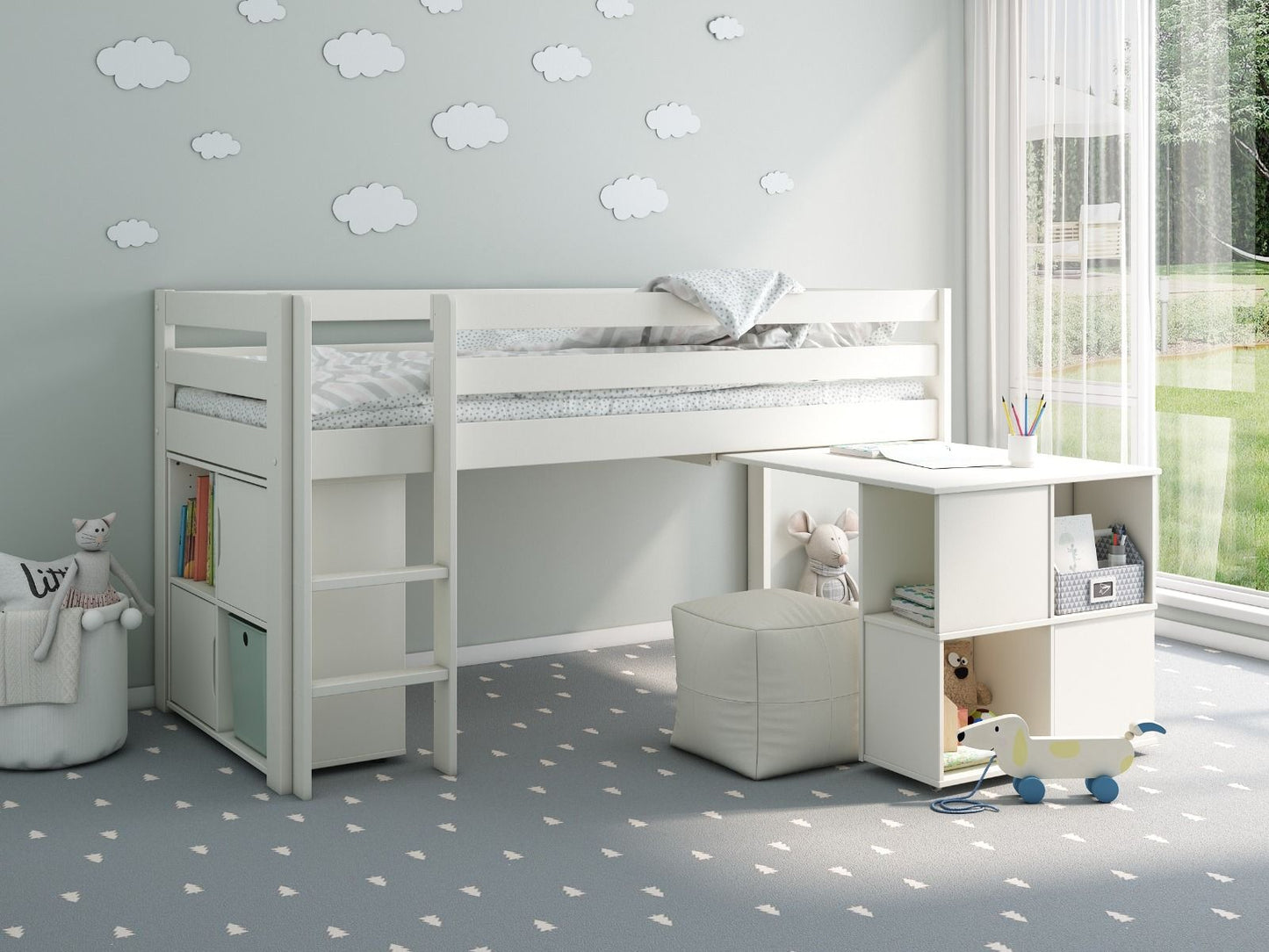 Noomi Nora Solid Wood Midsleeper Frame and Accessories (FSC-CERTIFIED)