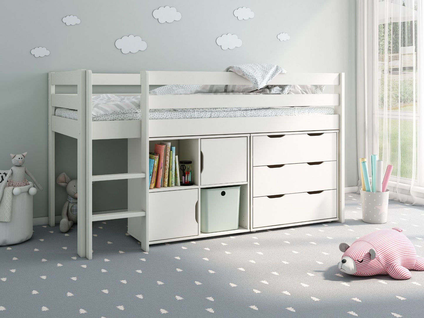 Noomi Nora Solid Wood Midsleeper Frame and Accessories (FSC-CERTIFIED)