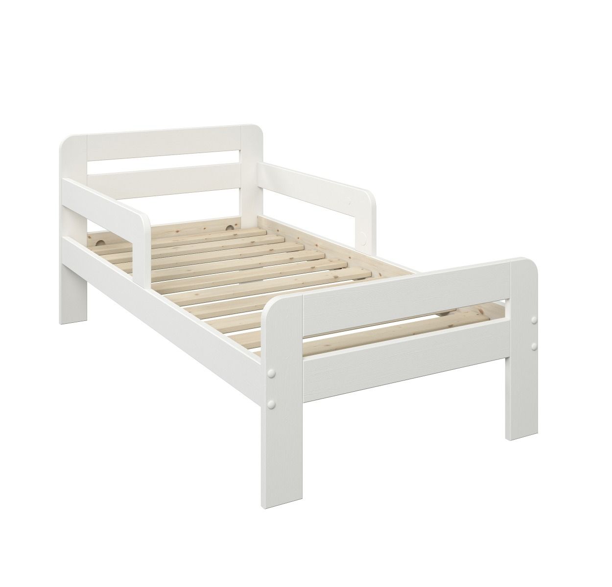 Noomi Wooden Toddler Bed With Side Rails White (FSC-CERTIFIED)