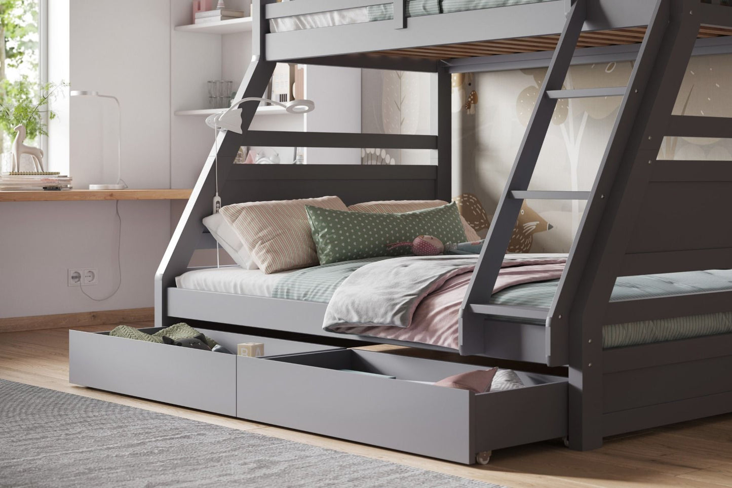 Flair Ollie Triple Bunk Bed - Grey