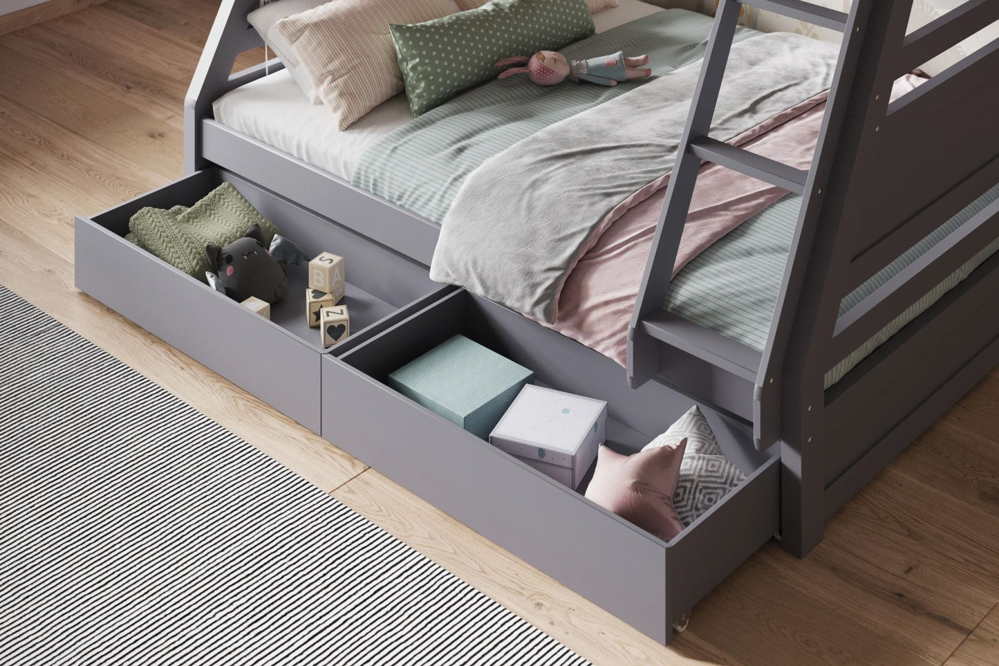 Flair Ollie Triple Bunk Bed - Grey