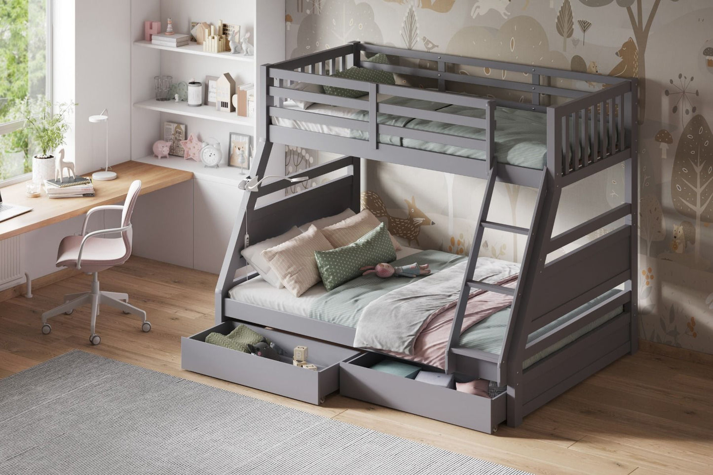 Flair Ollie Triple Bunk Bed - Grey
