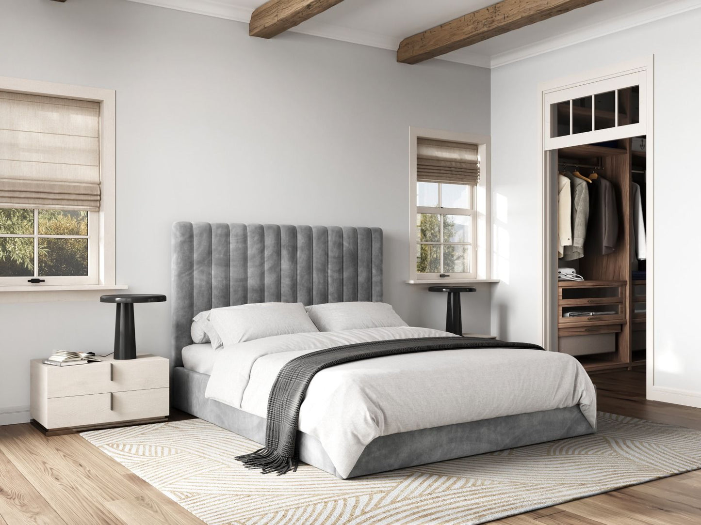 Flair Everley Fabric Ottoman Grey