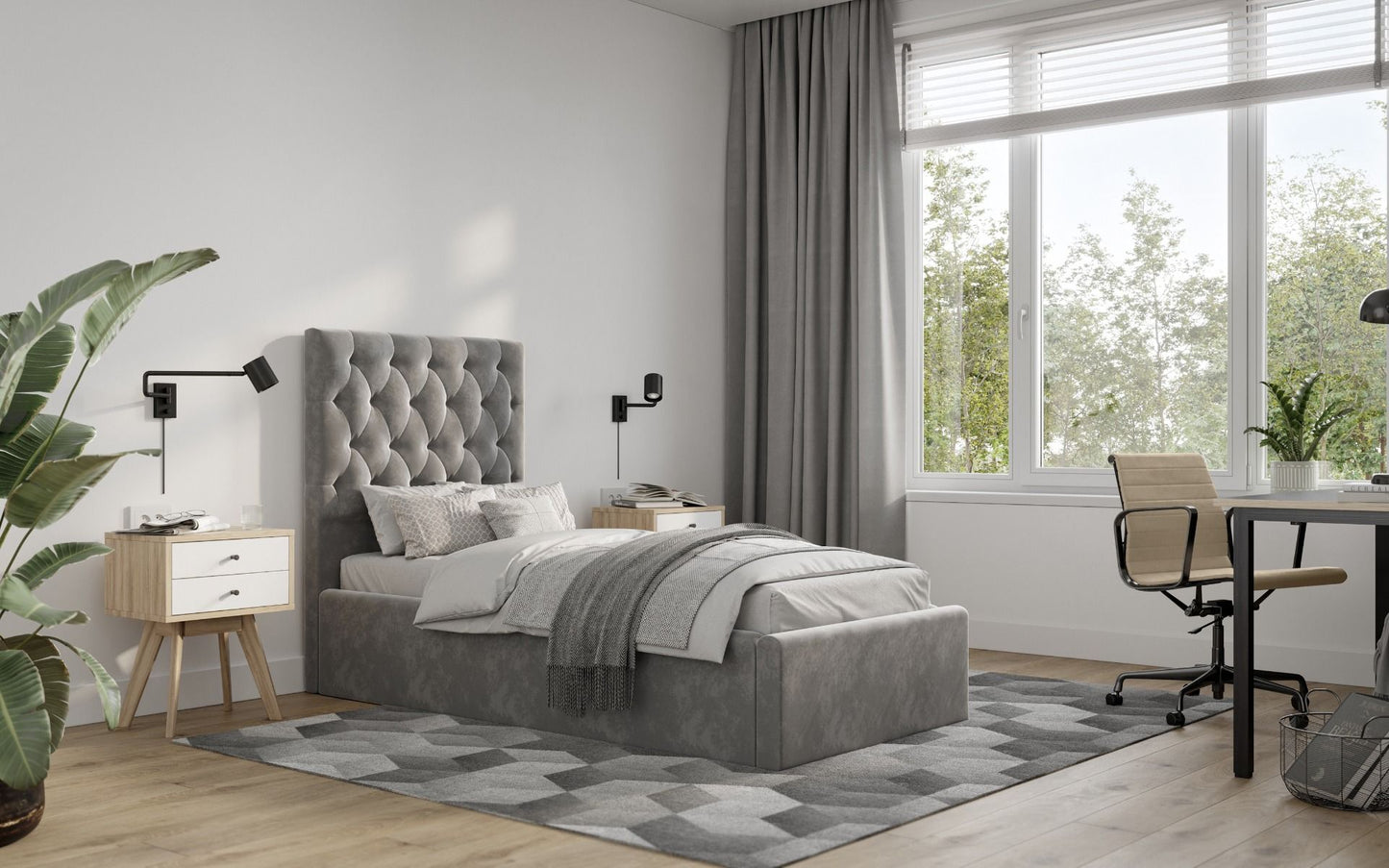 Flair Milan Velvet Single Ottoman Bed