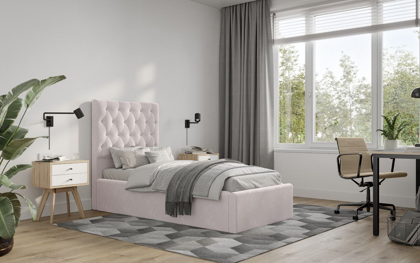 Flair Milan Velvet Single Ottoman Bed