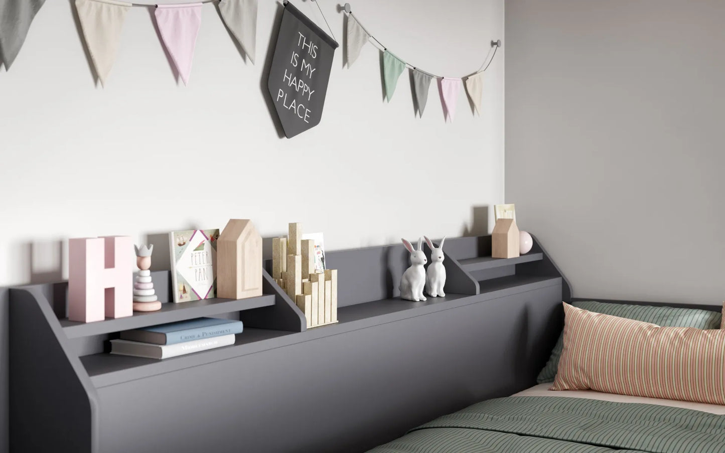 Flair Slick Staircase Triple Bunk Bed with Shelves