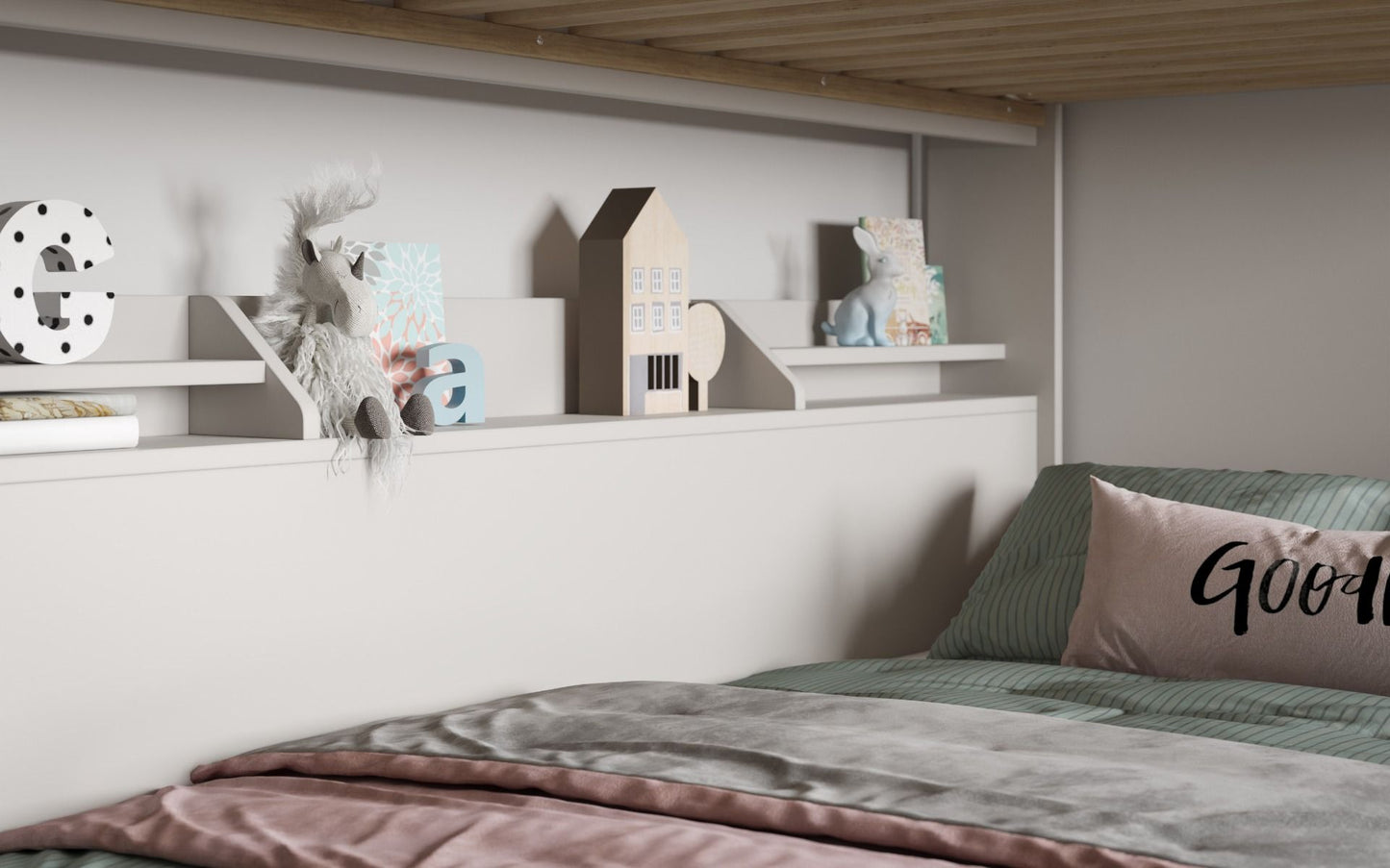Flair Slick Staircase Triple Bunk Bed with Shelves