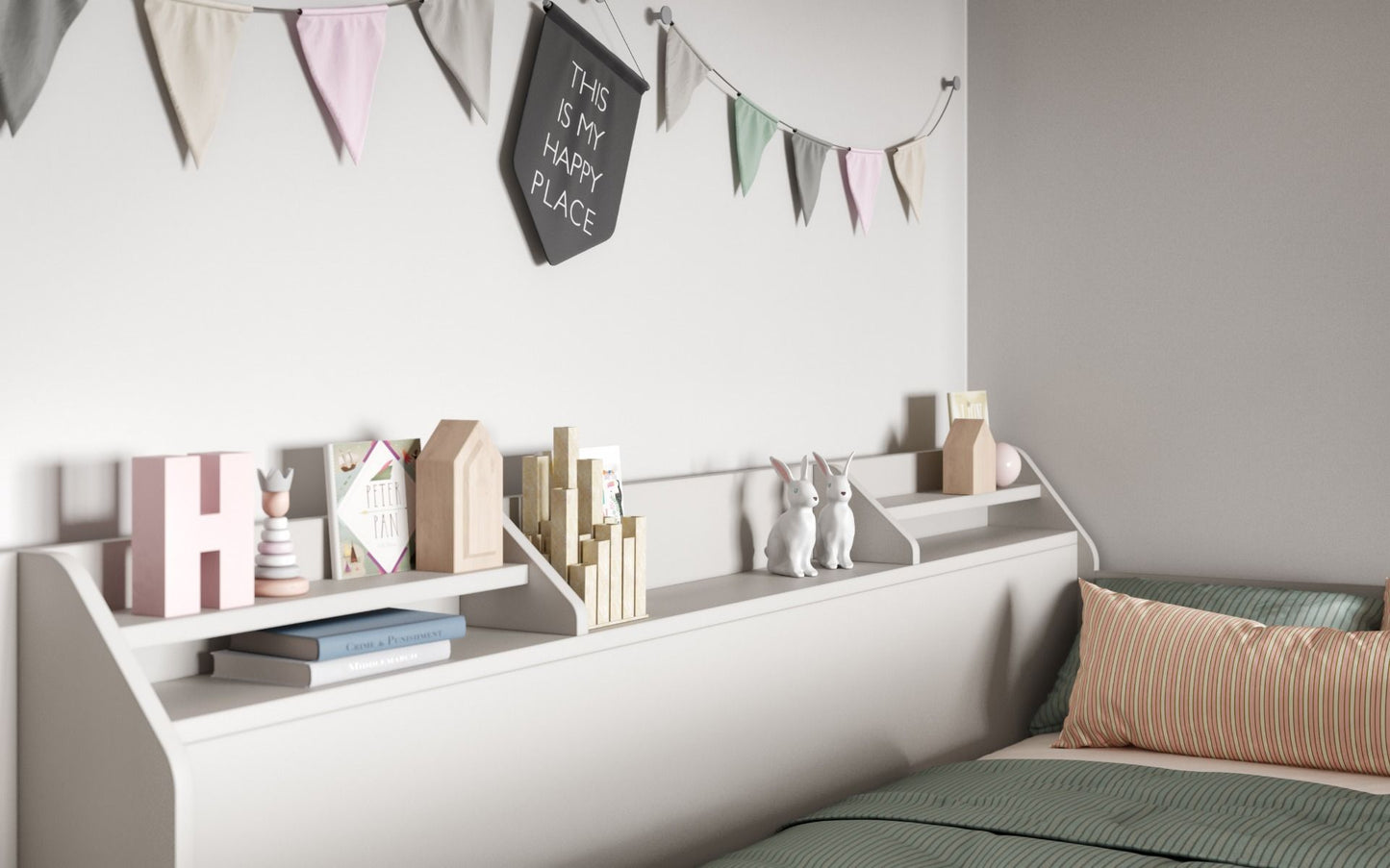 Flair Slick Staircase Triple Bunk Bed with Shelves