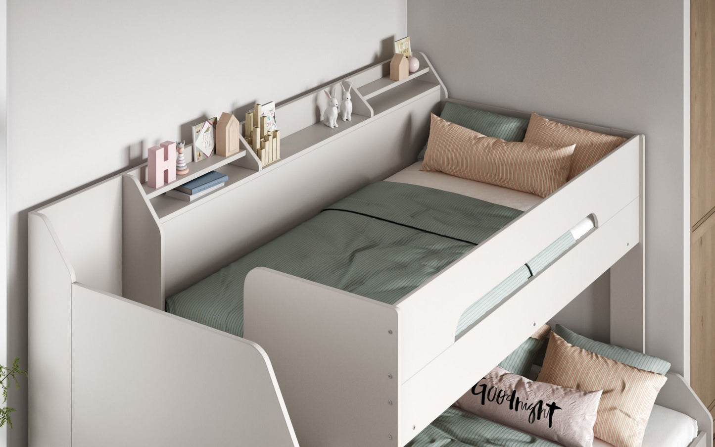 Flair Slick Staircase Triple Bunk Bed with Shelves